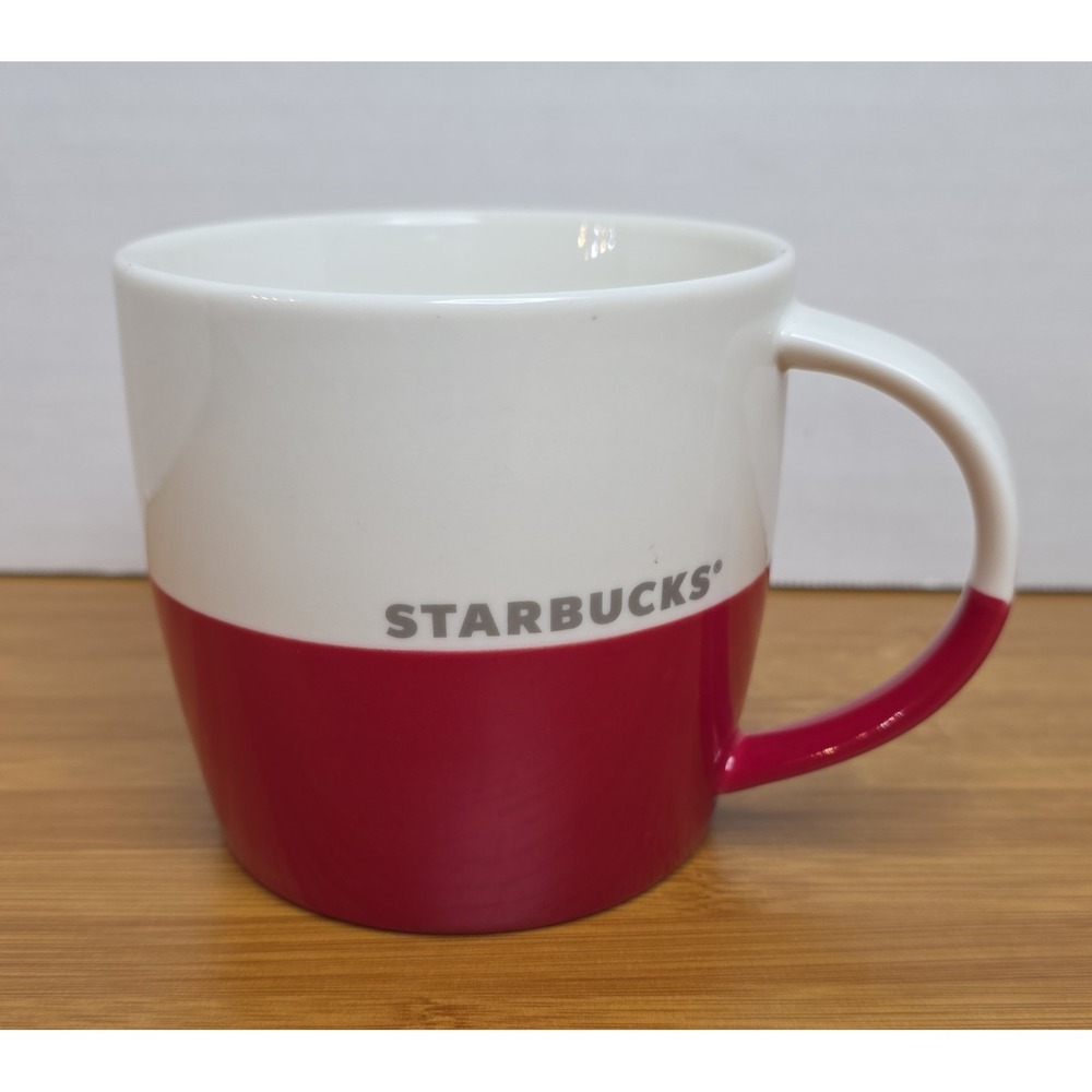 STARBUCKS 2011 White Red 16 oz Coffee Tea Mug Cup New Bone China Color Block